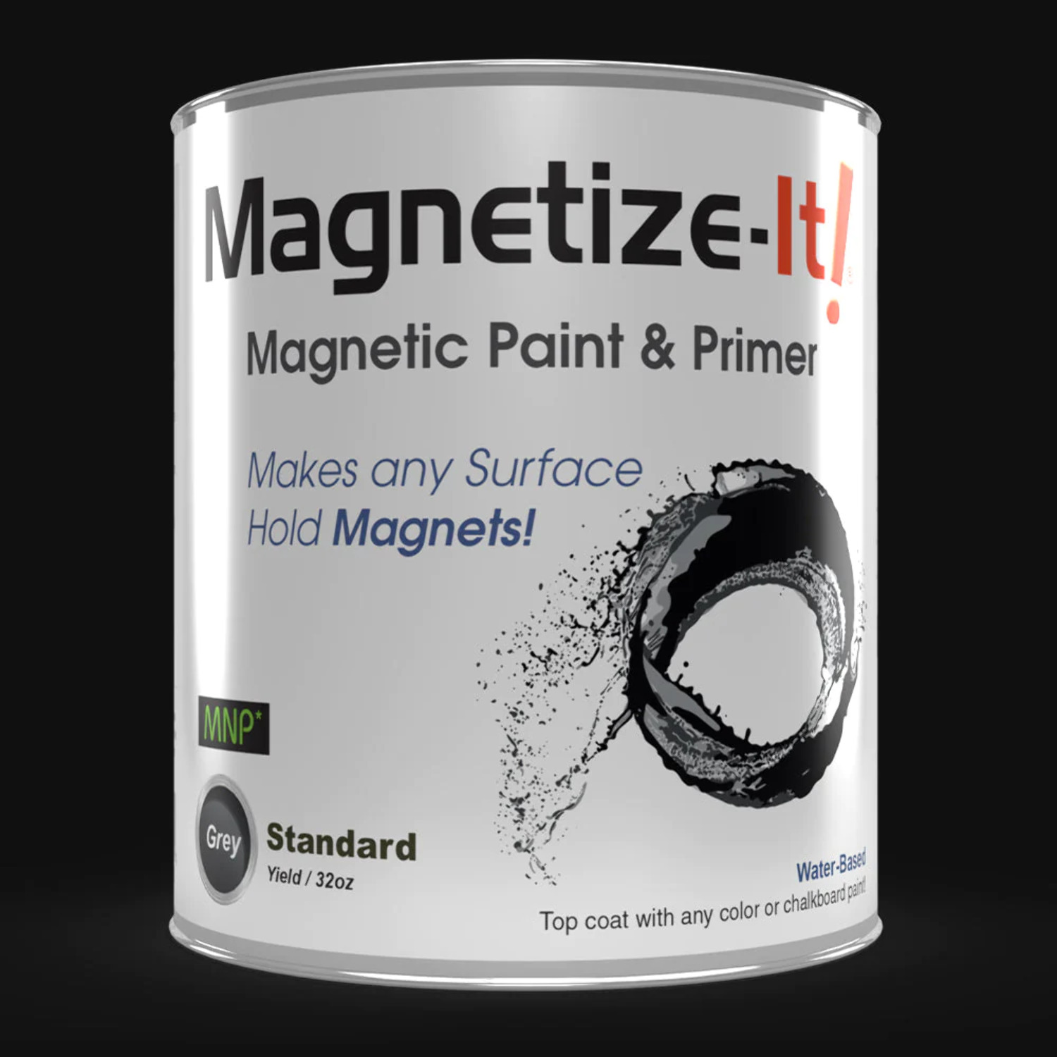 Magnetize-it! Magnetic Paint Primer (Water Based) Standard Yield Mistd-1530, Size: 32oz, Gray